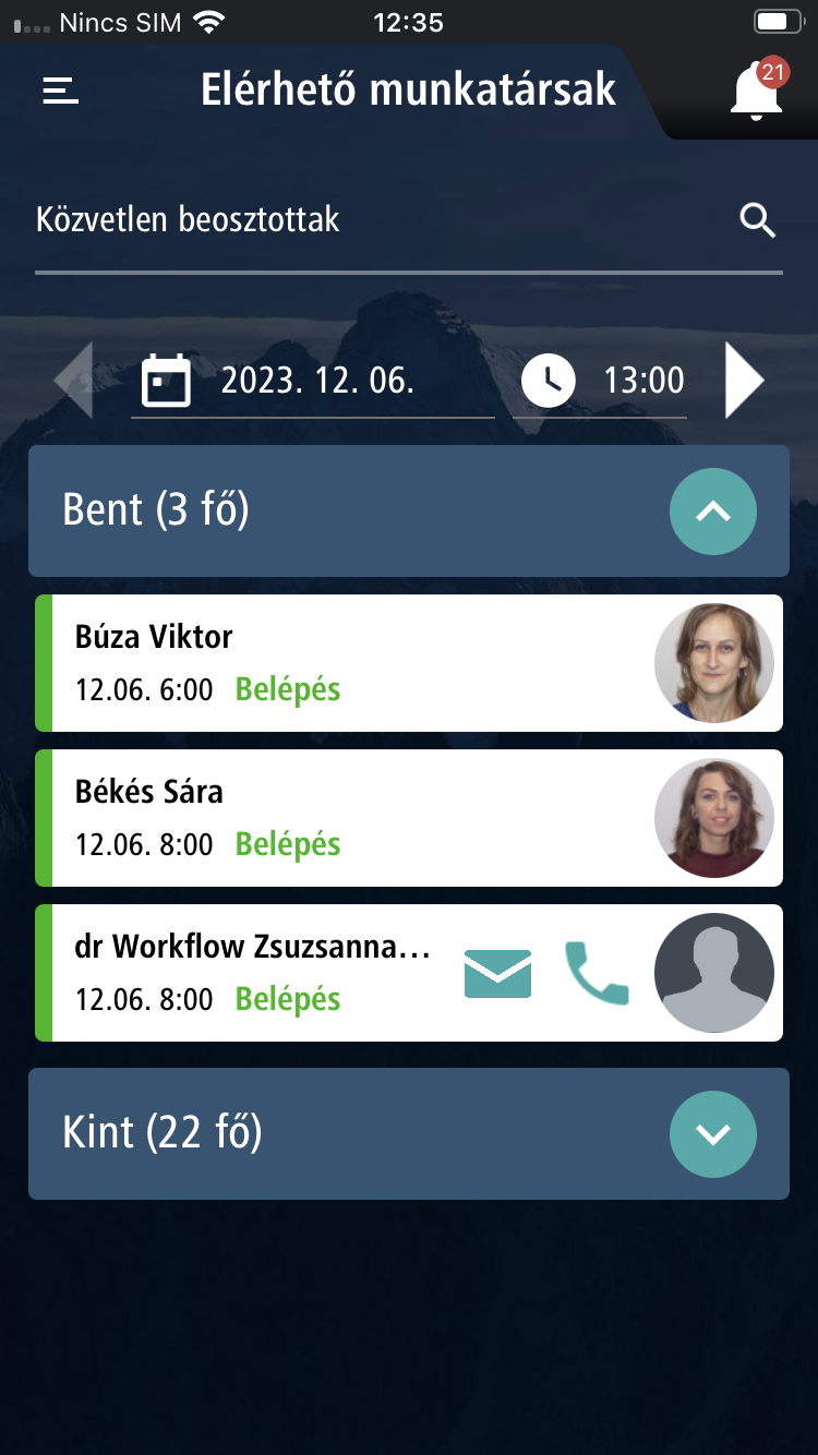 NEXON_PORT+ önkiszolgáló HR-mobilapplikáció Elérhető munkatársak6