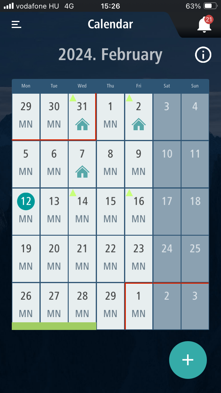 NEXON_PORT+ application - My schedule