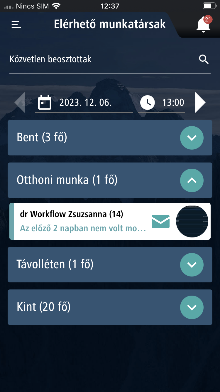 NEXON_PORT+ önkiszolgáló HR-mobilapplikáció Elérhető munkatársak1