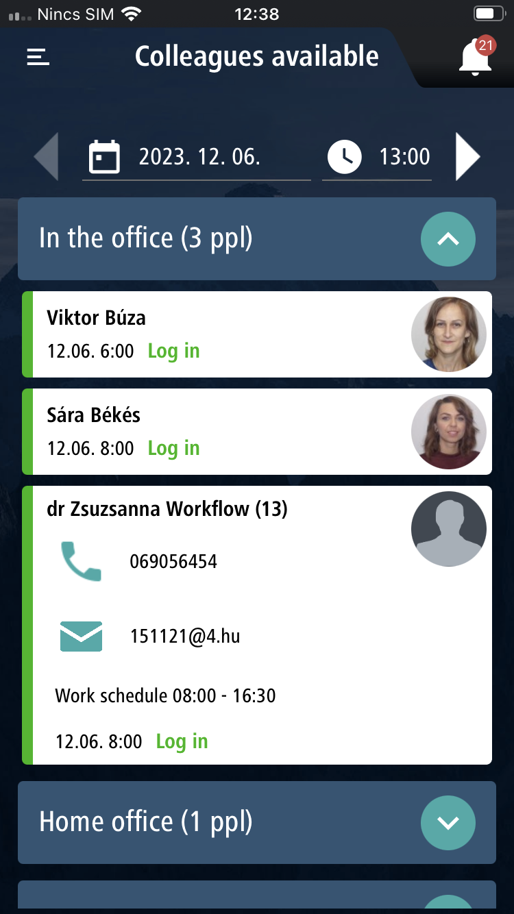 NEXON_PORT+ application - Colleagues available1