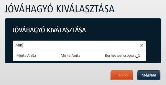 NEXONworkflow Jóváhagyó kiválasztása